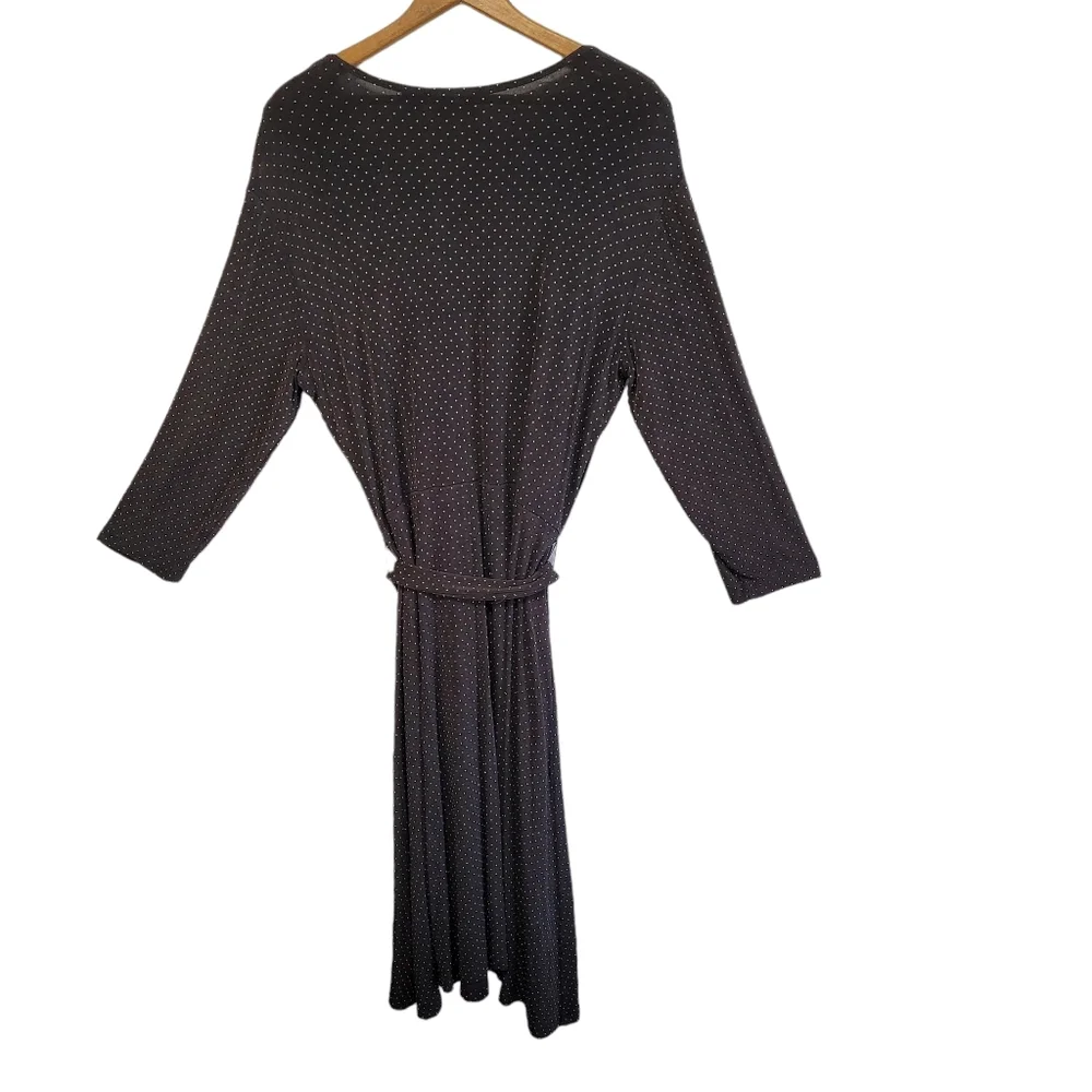 Chico's Travelers Black Polka Dot Wrap Style Dress Size 3 - Picture 2 of 16